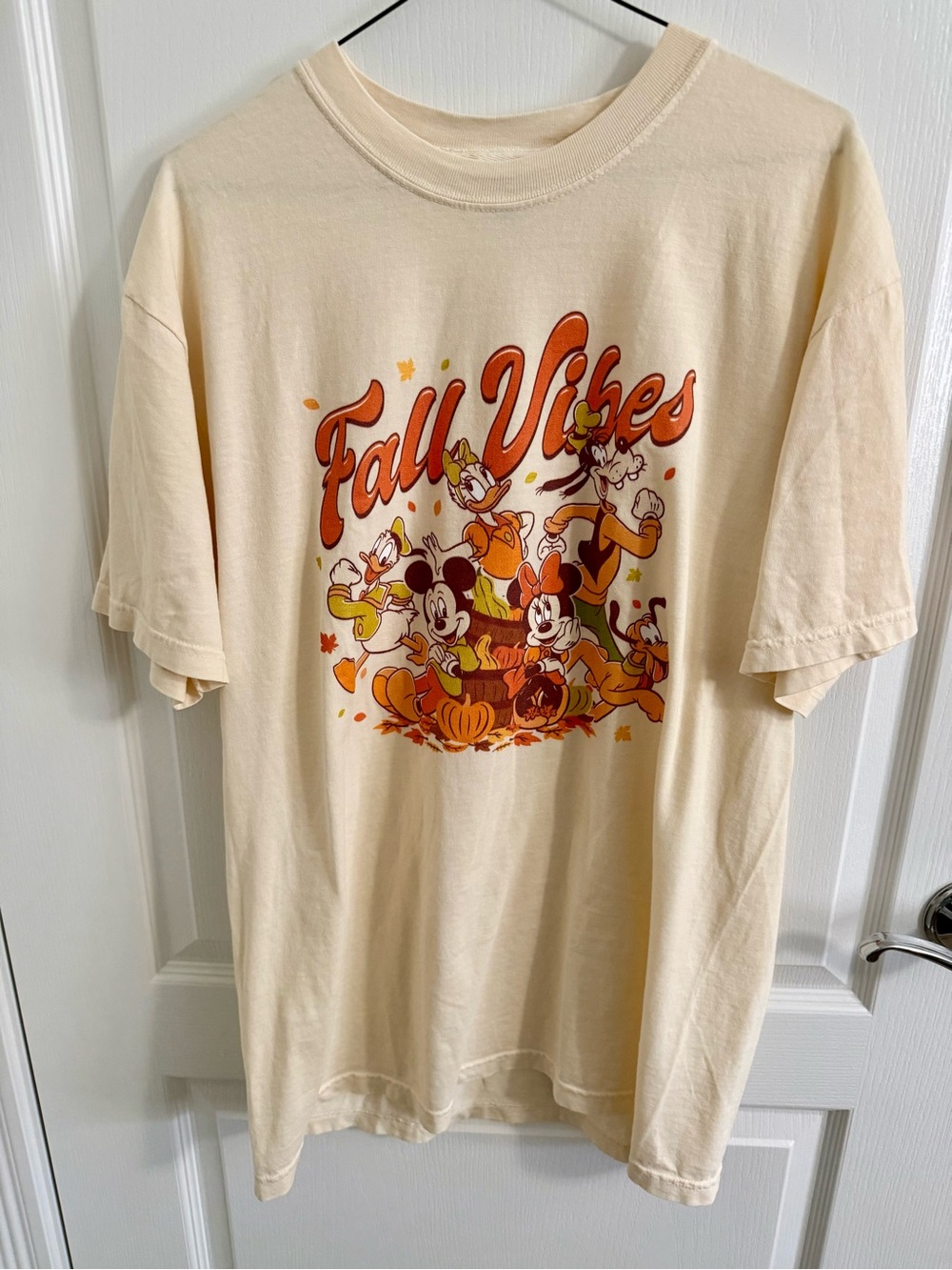 Disney Cream Short Sleeve 'Fall Vibes' Tee with Orange & Brown Graphic
